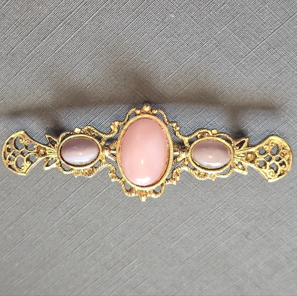 Vintage Gold and Pink Brooch